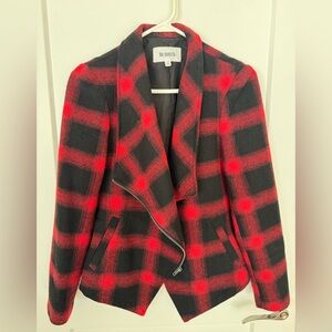 BB Dakota Women's Bold Red and Black Plaid Blazer